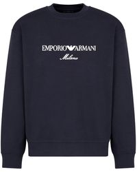 Emporio Armani - Logo Embroidered Crewneck Sweatshirt - Lyst