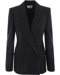 McQueen - Striped Double-Breasted Tailored Blazer - Lyst