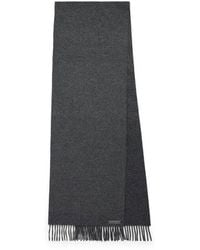 Balenciaga - Logo Plaque Fringed Scarf - Lyst