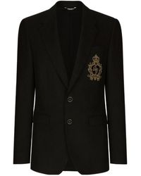 Dolce & Gabbana - Embellished Crest Single-Breasted Blazer - Lyst