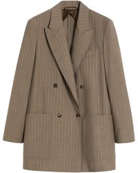 Max Mara - Mxmacciaio Double Breasted Oversized Pinstripe Blazer - Lyst