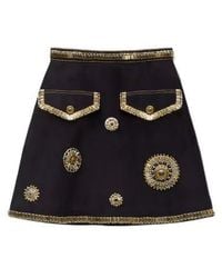 Versace - Embroidered Suede Mini Skirt - Lyst