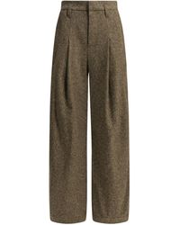 Brunello Cucinelli - Virgin-Wool Donegal Pleated Barrel Trousers With Monili - Lyst