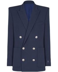 Balmain - Double Breasted Long Sleeved Blazer - Lyst