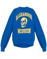 McQueen - Skull Printed Crewneck Sweatshirt - Lyst