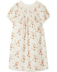 Doen - Ace-Trimmed Pintucked Floral-Print Organic Cotton-Voile Mini Dress - Lyst