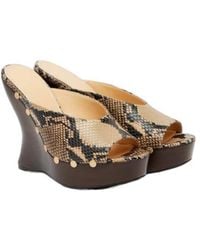 Magda Butrym - Snake-Effect Leather Wedge Mules - Lyst
