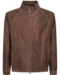 Brunello Cucinelli - Long-Sleeved Leather Jacket - Lyst
