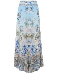 CAMILLA - Al Manial Palace Embellished Printed Silk-Crepon Wide Leg Pants - Lyst
