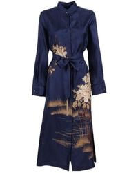 Max Mara - Studio Pattern-Printed Long-Sleeved Dress - Lyst