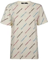 KARL LAGERFELD - Allover Logo Printed Crewneck T-Shirt - Lyst