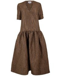 Ganni - Plaid Short-Sleeved Dress - Lyst