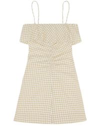 Ganni - Gingham Check Printed Thin Strap Mini Dress - Lyst