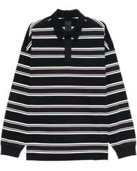 Juun.J - Striped Long-Sleeve Polo Shirt - Lyst