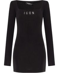 DSquared² - Icon Logo Square Neck Mini Dress - Lyst