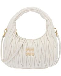 Miu Miu - Miu Wander Matelassé Nappa Leather Mini Hobo Bag - Lyst
