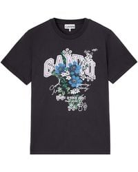 Ganni - Floral Graphic T-Shirt - Lyst