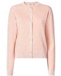 Fendi - Ff Jacquard Crewneck Buttoned Cardigan - Lyst