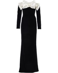 Alessandra Rich - Bow-Decorated Off-The-Shoulder Velvet Dress - Lyst