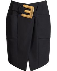 Balmain - Buckled Wrap Mini Skirt - Lyst
