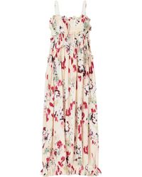 Ulla Johnson - Floral-Print Ruched Silk Maxi Dress - Lyst