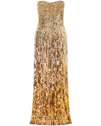 Jenny Packham - Strapless Chiffon Dress - Lyst