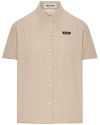 Miu Miu - Short-Sleeved Poplin Shirt - Lyst