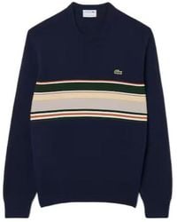 Lacoste - Textured-Stripes Logo-Embroidered Sweater - Lyst