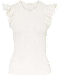 Zimmermann - Aster Frill Racer Ribbed-Knit Tank - Lyst