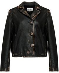 MM6 by Maison Margiela - Short Leather Jacket - Lyst