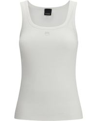 Pinko - Ribbed Tank Top With Love Birds Logo - Lyst