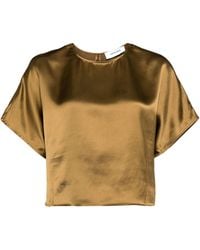 Yves Salomon - Cropped Satin T-Shirt - Lyst