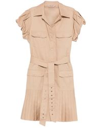 Twinset - Belted Pleated Mini Dress - Lyst