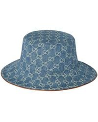 GUCCI グッチ GG Logo ECO WASHED DENIM WIDE Gucci Blue Eco-Washed Denim Wide Brim Hat - Runway Catalog