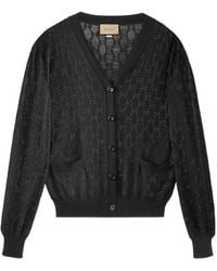 Gucci - Fine Wool Gg Crystal Cardigan - Lyst