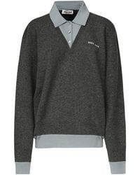 Miu Miu - Logo-Embroidered Layered Polo Top - Lyst