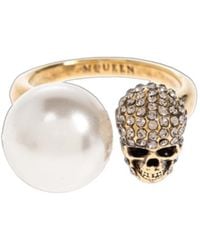 McQueen - Skull Embellished Ring - Lyst