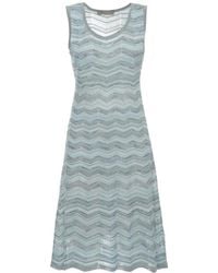 D.exterior - Chevron-Knit Metallic-Thread Midi Dress - Lyst