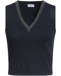 Brunello Cucinelli - Sleeveless V-Neck Stretch Top - Lyst