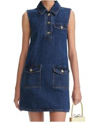 Self-Portrait - Denim Sleeveless Mini Dress - Lyst