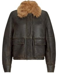 Brunello Cucinelli - Shearling Aviator Jacket With Monili - Lyst