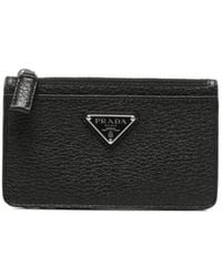 Prada - Logo-Plaque Leather Cardholder - Lyst