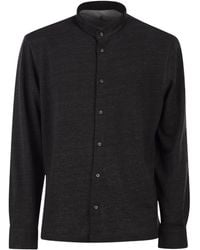 Brunello Cucinelli - Linen And Cotton Mélange Jersey Shirt With Mandarin Collar - Lyst