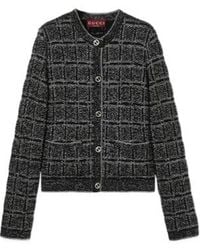 Gucci - Lamé Check Jacquard Cardigan - Lyst
