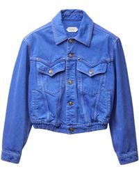 Versace - Cropped Non-Stretch Denim Jacket - Lyst