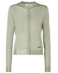 Fendi - Logo Embroidered Crewneck Buttoned Cardigan - Lyst
