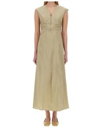 Alysi - Ruched V-Neck Maxi Dress - Lyst