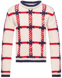 Moncler - Embroidered Polo Neck Wool Blend Jumper - Lyst