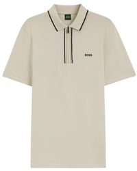 BOSS - Zip-Fastening Logo-Print Polo Shirt - Lyst