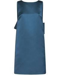 Max Mara - Studio Deep V-Neck Oversized Bow Satin Dress - Lyst